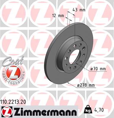 Zimmermann 110.2213.20 - Гальмівний диск avtolavka.club