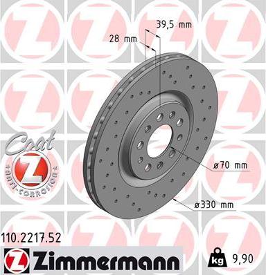 Zimmermann 110.2217.52 - Гальмівний диск avtolavka.club