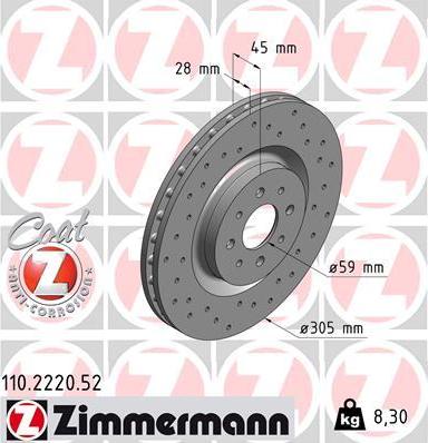 Zimmermann 110.2220.52 - Гальмівний диск avtolavka.club