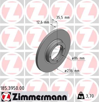 Zimmermann 185.3950.00 - Гальмівний диск avtolavka.club