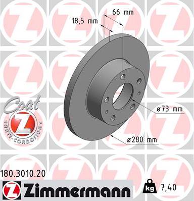 Zimmermann 180.3010.20 - Гальмівний диск avtolavka.club