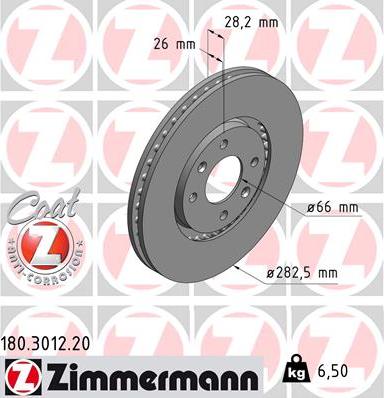 Zimmermann 180.3012.20 - Гальмівний диск avtolavka.club