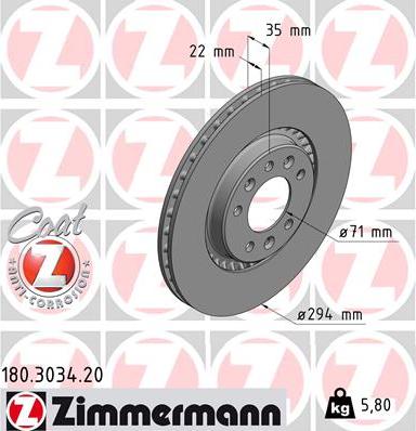 Zimmermann 180.3034.20 - Гальмівний диск avtolavka.club