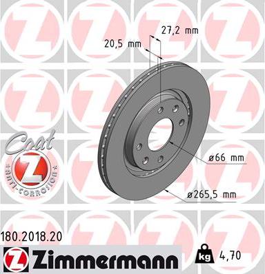 Zimmermann 180.2018.20 - Гальмівний диск avtolavka.club