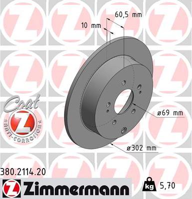 Zimmermann 380.2114.20 - Гальмівний диск avtolavka.club