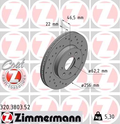 Zimmermann 320.3803.52 - Гальмівний диск avtolavka.club