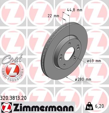 Zimmermann 320.3813.20 - Гальмівний диск avtolavka.club