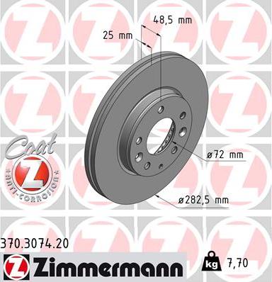 Zimmermann 370.3074.20 - Гальмівний диск avtolavka.club