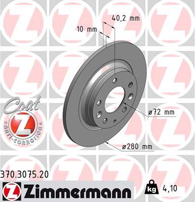 Zimmermann 370.3075.20 - Гальмівний диск avtolavka.club