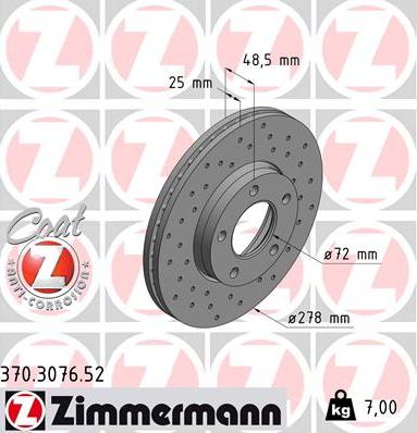 Zimmermann 370.3076.52 - Гальмівний диск avtolavka.club