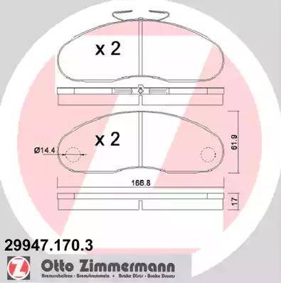 Zimmermann 29947.170.3 - Гальмівні колодки, дискові гальма avtolavka.club