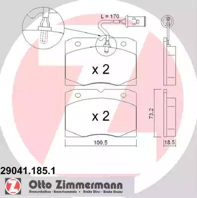 Zimmermann 29041.185.1 - Гальмівні колодки, дискові гальма avtolavka.club