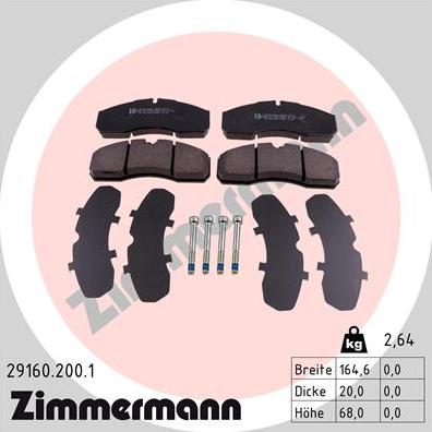 Zimmermann 29160.200.1 - Гальмівні колодки, дискові гальма avtolavka.club