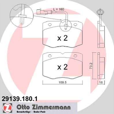 Zimmermann 29139.180.1 - Гальмівні колодки, дискові гальма avtolavka.club