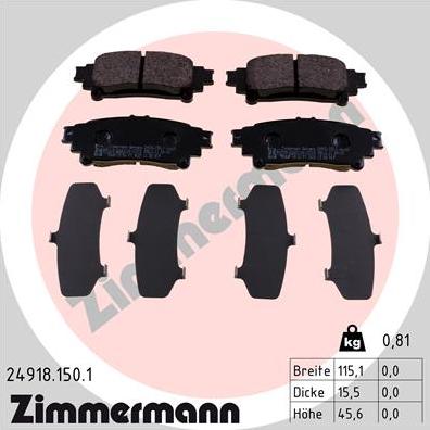 Zimmermann 24918.150.1 - Гальмівні колодки, дискові гальма avtolavka.club