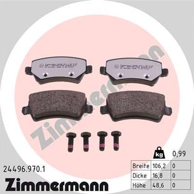 Zimmermann 24496.970.1 - Гальмівні колодки, дискові гальма avtolavka.club