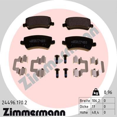 Zimmermann 24496.170.2 - Гальмівні колодки, дискові гальма avtolavka.club