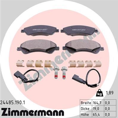 Zimmermann 24485.190.1 - Гальмівні колодки, дискові гальма avtolavka.club