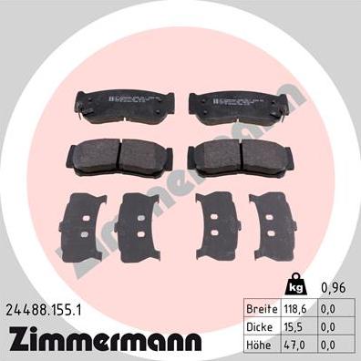 Zimmermann 24488.155.1 - Гальмівні колодки, дискові гальма avtolavka.club