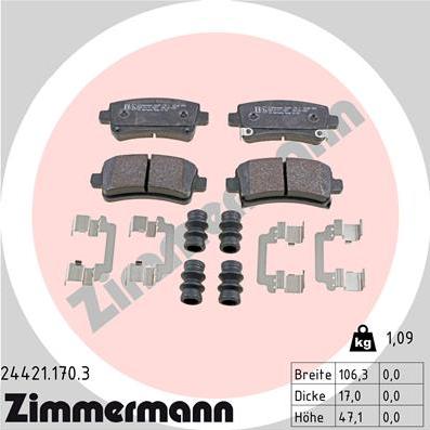 Zimmermann 24421.170.3 - Гальмівні колодки, дискові гальма avtolavka.club