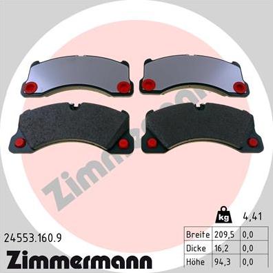 Zimmermann 24553.160.9 - Гальмівні колодки, дискові гальма avtolavka.club