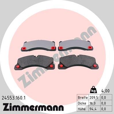 Zimmermann 24553.160.1 - Гальмівні колодки, дискові гальма avtolavka.club