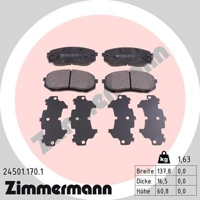 Zimmermann 24501.170.1 - Гальмівні колодки, дискові гальма avtolavka.club