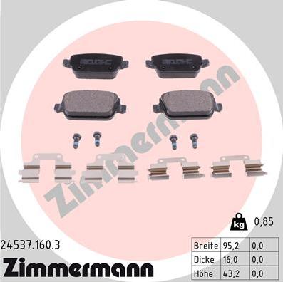 Zimmermann 24537.160.3 - Гальмівні колодки, дискові гальма avtolavka.club