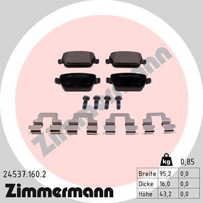 Zimmermann 24537.160.2 - Гальмівні колодки, дискові гальма avtolavka.club