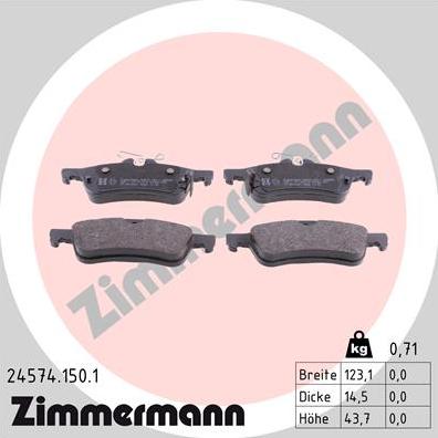 Zimmermann 24574.150.1 - Гальмівні колодки, дискові гальма avtolavka.club