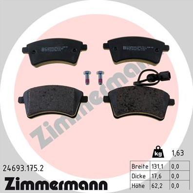 Zimmermann 24693.175.2 - Гальмівні колодки, дискові гальма avtolavka.club