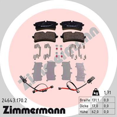 Zimmermann 24643.170.2 - Гальмівні колодки, дискові гальма avtolavka.club