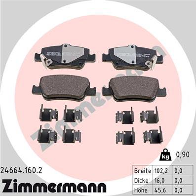 Zimmermann 24664.160.2 - Гальмівні колодки, дискові гальма avtolavka.club