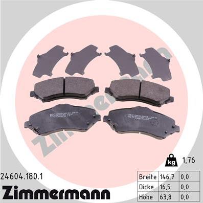 Zimmermann 24604.180.1 - Гальмівні колодки, дискові гальма avtolavka.club