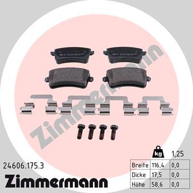 Zimmermann 24606.175.3 - Гальмівні колодки, дискові гальма avtolavka.club