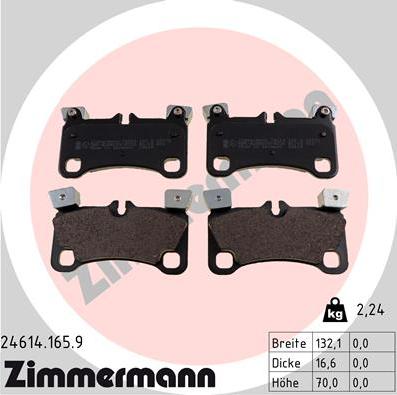 Zimmermann 24614.165.9 - Гальмівні колодки, дискові гальма avtolavka.club