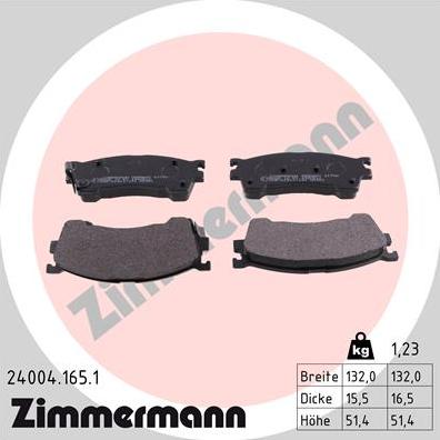 Zimmermann 24004.165.1 - Гальмівні колодки, дискові гальма avtolavka.club