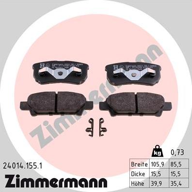Zimmermann 24014.155.1 - Гальмівні колодки, дискові гальма avtolavka.club