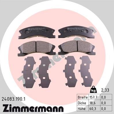 Zimmermann 24083.190.1 - Гальмівні колодки, дискові гальма avtolavka.club