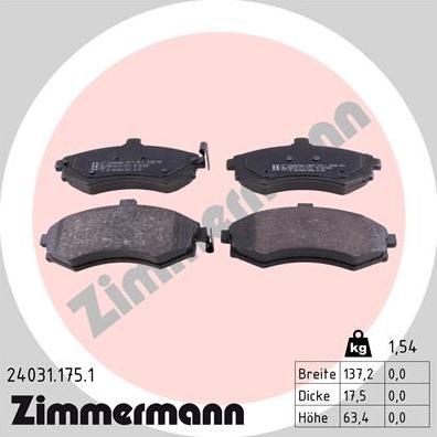 Zimmermann 24031.175.1 - Гальмівні колодки, дискові гальма avtolavka.club