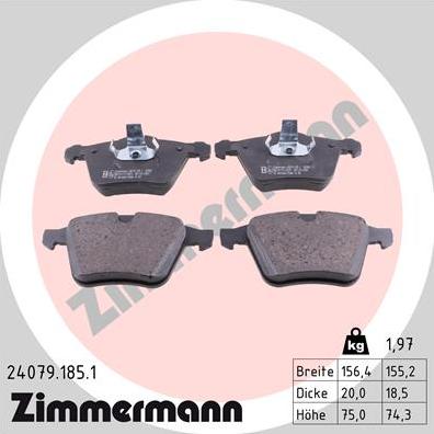 Zimmermann 24079.185.1 - Гальмівні колодки, дискові гальма avtolavka.club