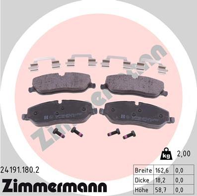 Zimmermann 24191.180.2 - Гальмівні колодки, дискові гальма avtolavka.club