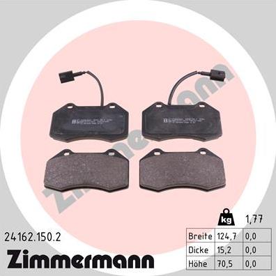 Zimmermann 24162.150.2 - Гальмівні колодки, дискові гальма avtolavka.club