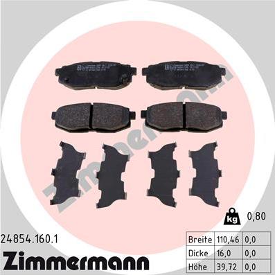 Zimmermann 24854.160.1 - Гальмівні колодки, дискові гальма avtolavka.club