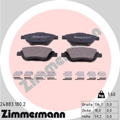 Zimmermann 24883.180.2 - Гальмівні колодки, дискові гальма avtolavka.club