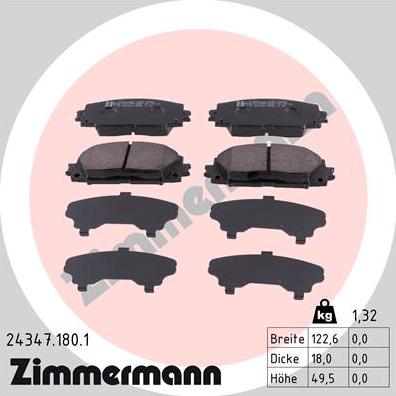 Zimmermann 24347.180.1 - Гальмівні колодки, дискові гальма avtolavka.club