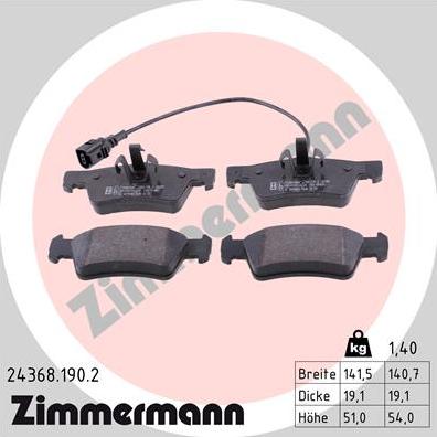 Zimmermann 24368.190.2 - Гальмівні колодки, дискові гальма avtolavka.club
