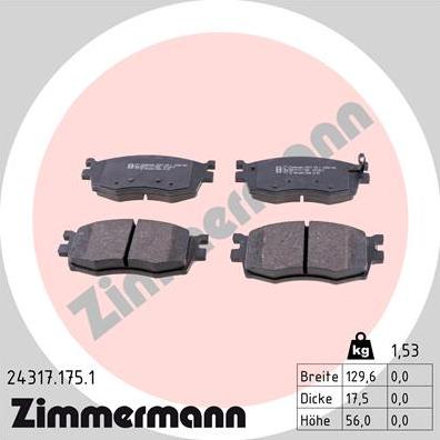 Zimmermann 24317.175.1 - Гальмівні колодки, дискові гальма avtolavka.club