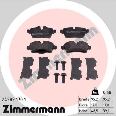 Zimmermann 24289.170.1 - Гальмівні колодки, дискові гальма avtolavka.club