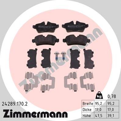 Zimmermann 24289.170.2 - Гальмівні колодки, дискові гальма avtolavka.club